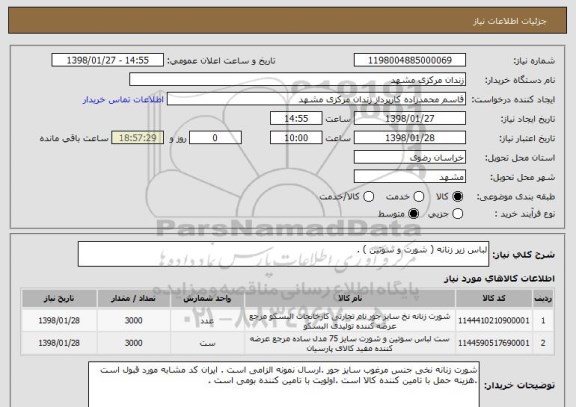 استعلام لباس زیر زنانه ( شورت و سوتین ) .