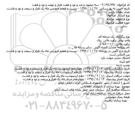 مزایده, مزایده بهره برداری از تابلوهای اطلاعاتی