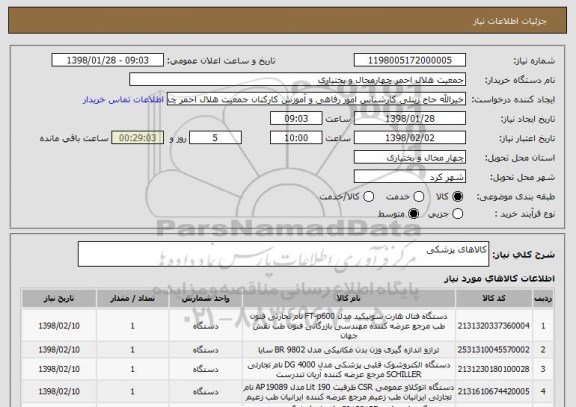 استعلام کالاهای پزشکی 