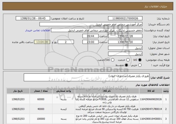 استعلام ظرو ف یکبار مصرف(غذاخوری- لیوان)