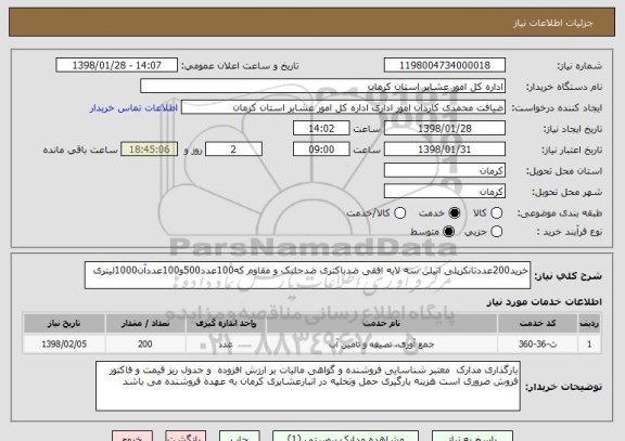 استعلام خرید200عددتانکرپلی اتیلن سه لایه افقی ضدباکتری ضدجلبک و مقاوم که100عدد500و100عددآن1000لیتری 