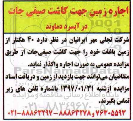 مزایده, اجاره زمین جهت کاشت صیفی جات