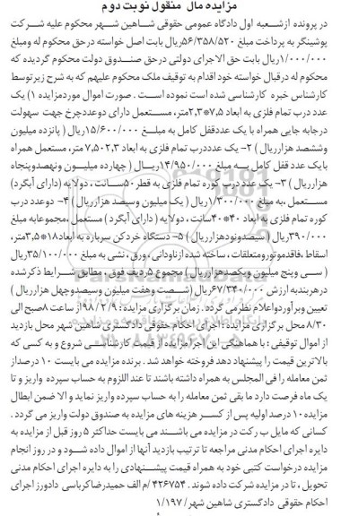  مزایده مزایده درب تمام فلزی...