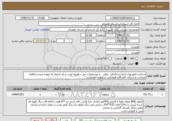 استعلام ساخت تابلو روان اداره استاندارد  ملایر   با مشخصات ذیل . هزینه نصب و راه اندازی به عهده برنده مناقصه میباشد و شرکت کنندگان همدانی در اولویت میباشند