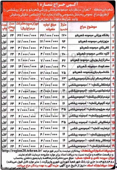 مزایده ، َمزایده مجموعه فرهنگی ورزشی شهربانو و ...