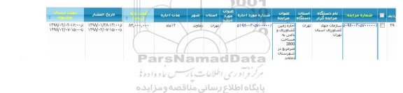 مزایده, مزایده اجاره زمین کشاورزی و باغی به مساحت 2800 متر مربع 