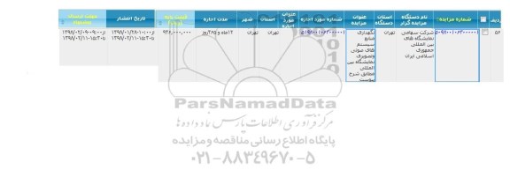 مزایده نگهداری منابع سیستم های صوتی و تصویری