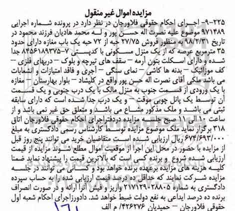 مزایده مزایده فروش 27.75 حبه از 72 حبه یک باب مغازه