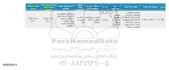 مناقصه ، مناقصه اجرای دیوار محوطه و سردرب ساختمان 