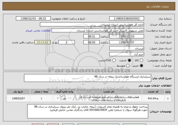 استعلام سرایداری ایستگاه هواشناسی ریمله در سال 98
