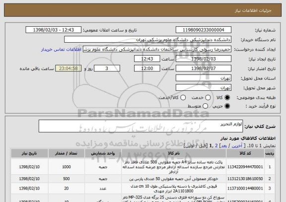 استعلام لوازم التحریر