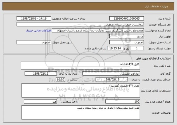 استعلام کابل 4*4 افشان