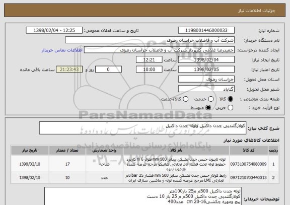 استعلام کولارگلندیی چدن داکتیل ولوله چدن داکتیل 