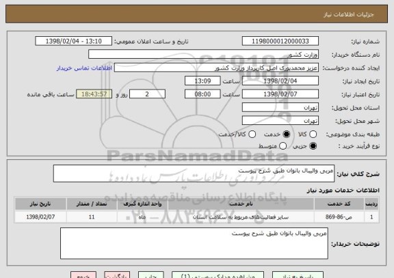استعلام مربی والیبال بانوان طبق شرح پیوست