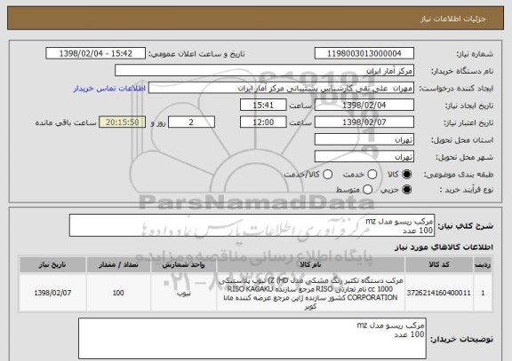 استعلام مرکب ریسو مدل mz
100 عدد