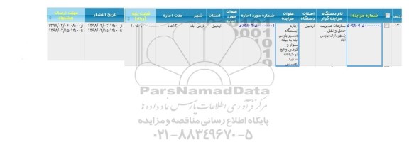 مزایده اجاره ایستگاه مسیر پارس آباد ...