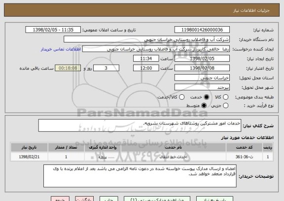 استعلام خدمات امور مشترکین روستاهای شهرستان بشرویه.