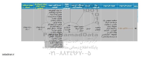 مناقصه اجرای بخشی از عملیات محوطه سازی 
