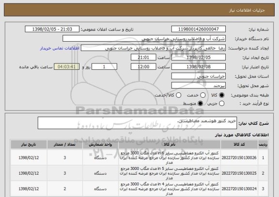 استعلام خرید کنتور هوشمند مغناطیسی.