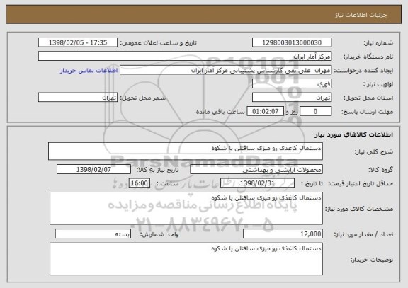 استعلام دستمال کاغذی رو میزی سافتلن یا شکوه