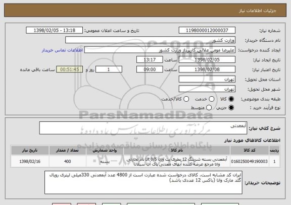 استعلام آبمعدنی