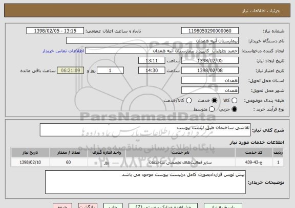 استعلام نقاشی ساختمان طبق لیست پیوست
