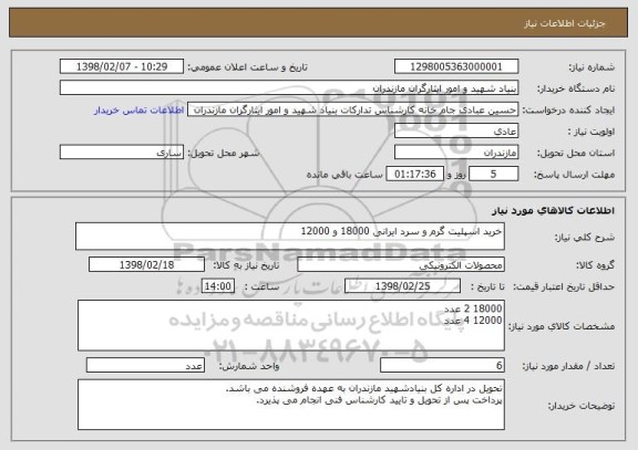 استعلام خرید اسپلیت گرم و سرد ایرانی 18000 و 12000 