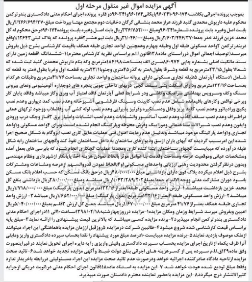 مزایده ،مزایده ششدانگ یک قطعه زمین 184.98 مترمربع مرحله اول