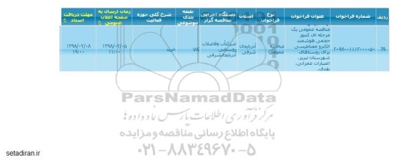 مناقصه ,مناقصه عمومی یک مرحله ای کنتور حجمی هوشمند الکترو مغناطیسی