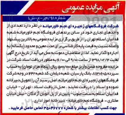 آگهی مزایده عمومی,مزایده اجاره تعدادی از واحدهای تجاری