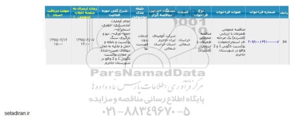 مناقصه, مناقصه استخراج معادن بوکسیت تاگویی 1 و 2 