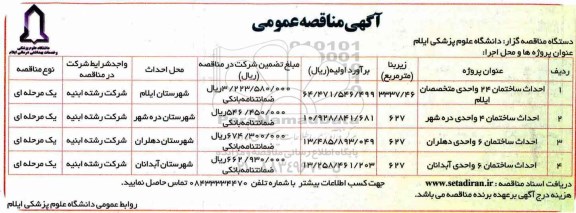 مناقصه ، مناقصه احداث ساختمان 24 واحدی متخصصات ایلام  