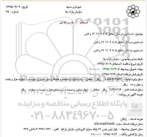 مناقصه شستشوی درخنان