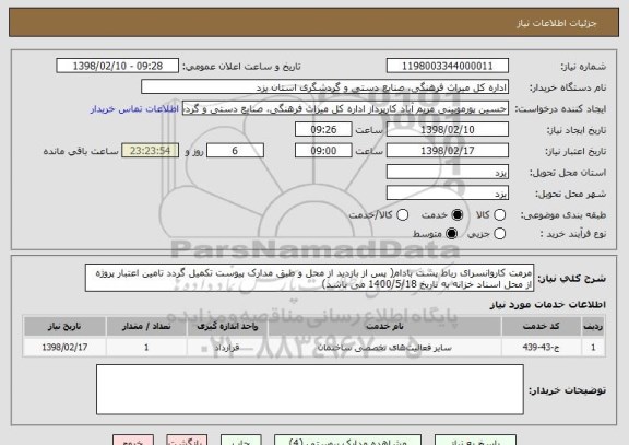 استعلام مرمت کاروانسرای رباط پشت بادام( پس از بازدید از محل و طبق مدارک پیوست تکمیل گردد تامین اعتبار پروژه از محل اسناد خزانه به تاریخ 1400/5/18 می باشد)