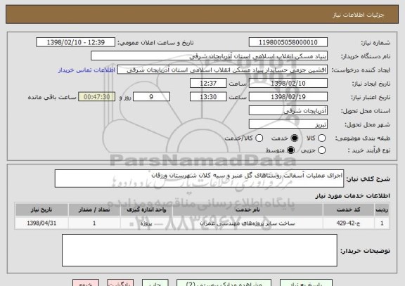 استعلام اجرای عملیات آسفالت روستاهای گل عنبر و سیه کلان شهرستان ورزقان