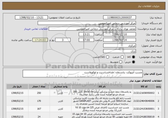 استعلام چسب آنژیوکت ،پانسمان ،ضدحساسیت و لوکوپلاست