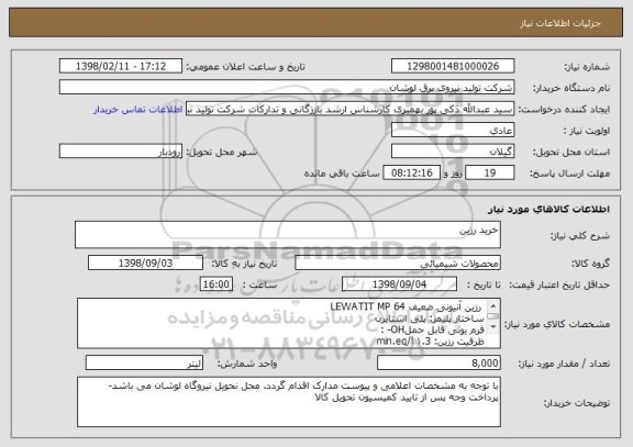 استعلام خرید رزین 