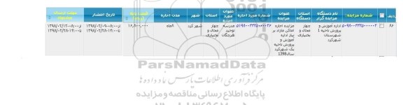 مزایده ,مزایده اجاره اماکن مازاد بر نیاز اداره