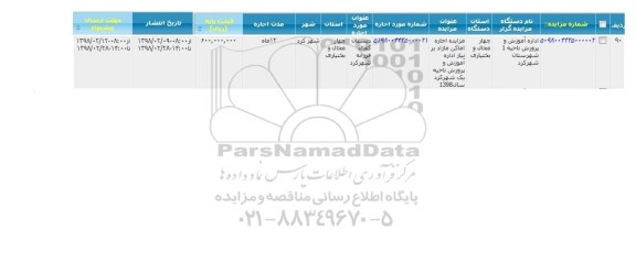 مزایده ,مزایده اجاره دبستان
