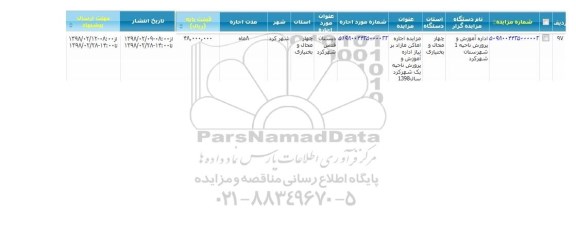 مزایده ,مزایده اجاره دبستان قدس