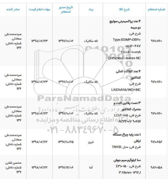 استعلام, استعلام 4 عدد پراکسیمیتی سوئیچ دو سیمه...