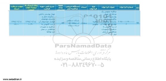 مناقصه ,مناقصه تهیه ، پوشش داخلی، بارگیری، حمل و باراندازی لوله های فولادی ...