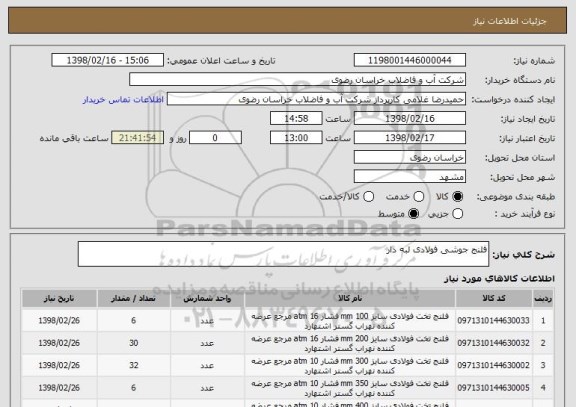 استعلام فلنج جوشی فولادی لبه دار