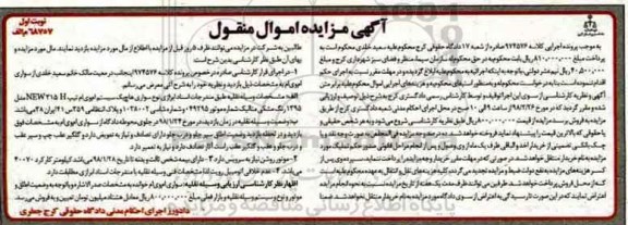 مزایده،مزایده سواری هاچ بک ام وی ام رنگ مشکی نوبت اول