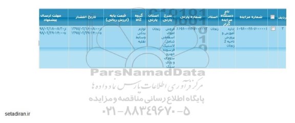 مزایده, مزایده فروش اموال اسقاطی شامل لاستیک فرسوده خودرو سواری و باری سبک