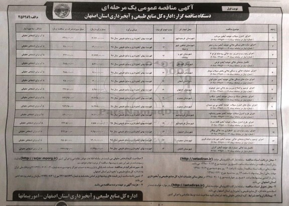 مناقصه عمومی, ممناقصه اجرای کنترل سیلاب حوضه آبخیز
