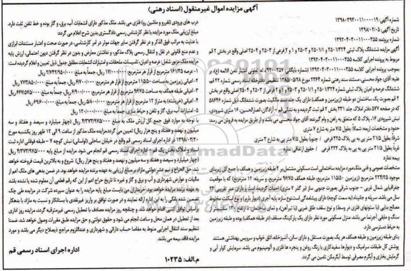  مزایده مزایده ساختمان مسکونی 224.25 مترمربع