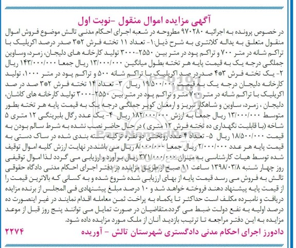 مزایده تعداد 11 تخته فرش - رگال بلبرینگی