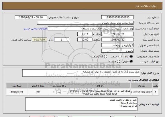استعلام نایف سایز 3.2 مارک مانی چشمی با ایران کد مشابه 