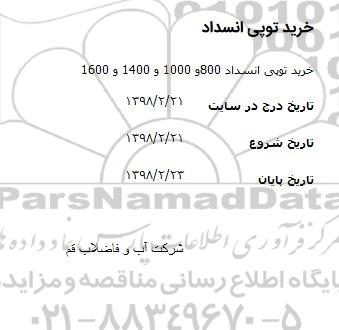 مناقصه ,مناقصه خرید توپی انسداد 